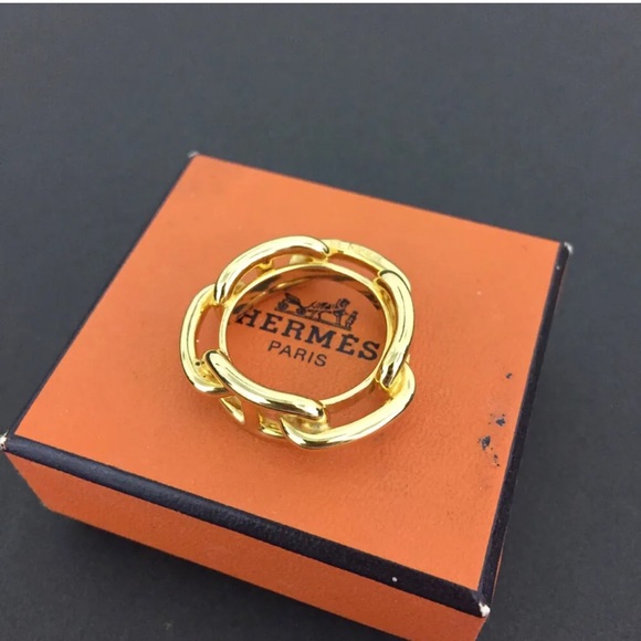 Hermes Accessories - Hermes Chaine D’Uncre Gold Scarf Ring